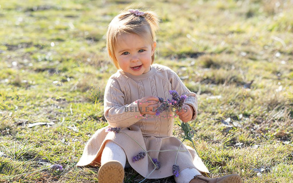 baby holding lavender at Toowoomba family photo session